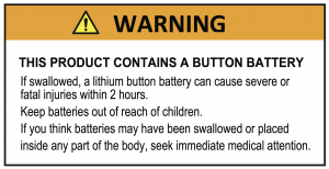 hearing aid button battery warning